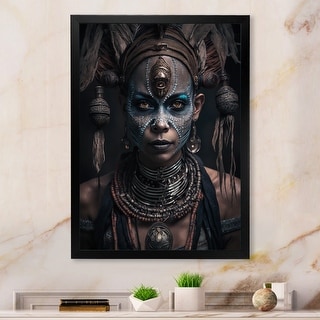 Designart "Tribal African Woman II" African American Woman Framed